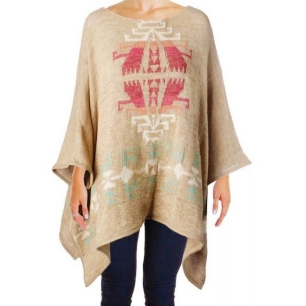 Lauren Ralph Lauren Taynia Tribal poncho sweater.